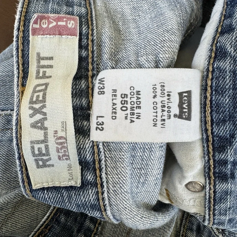 Levi's 550 Jeans Mens 38x32 Blue Denim Relaxed Fit Straight Leg 2000s Baggy